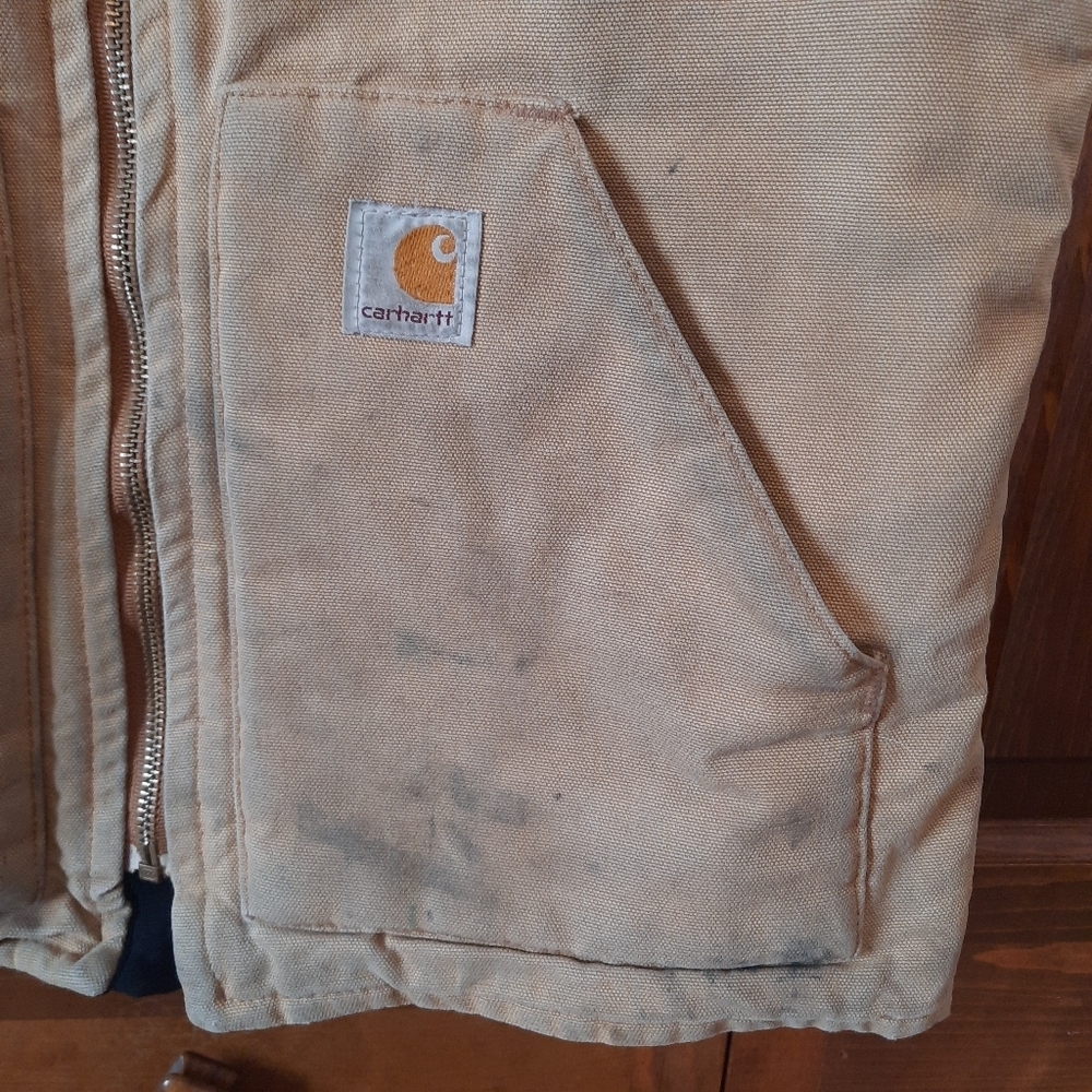 Vintage Y2K Carhartt Brown Duck Canvas Quilt Artic Lined Vest V01-BRN Size Small - Picture 8 of 14